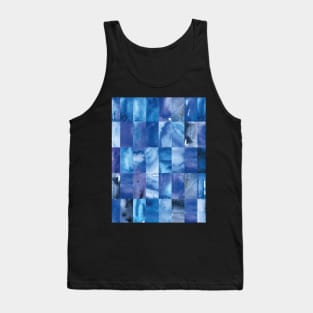 Abstract Minimal Blue Watercolour Mosaic Collage. Tank Top